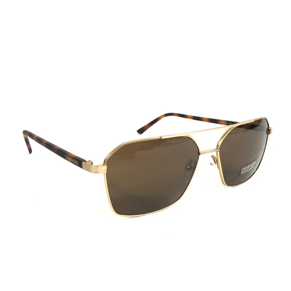 Calvin Klein Sunglasses CK20300S 717 Gold Tortoise Frames with Dark Brown Lenses